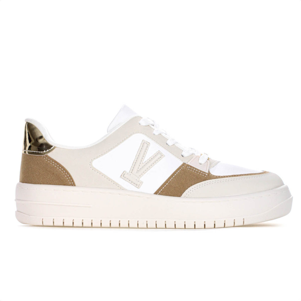 Tenis Vizzano Casual Plataforma Branco e Dourado - Feminino em Oferta na Shopee