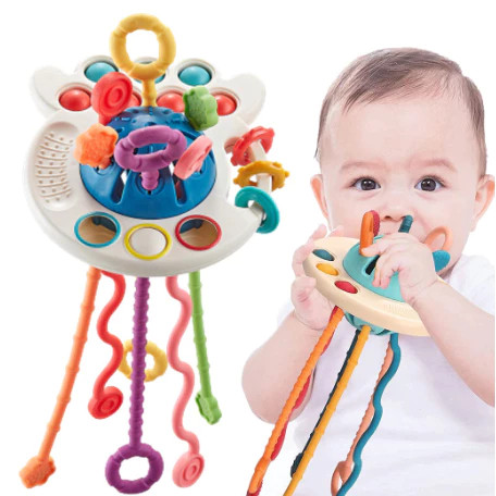 Brinquedo Mordedor Sensorial Montessori Interativo Para Bebê Desenvolvimento Tátil Sonoro