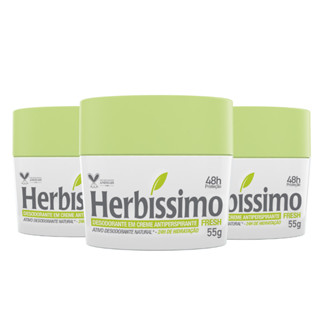 Kit 3 unid - Desodorante Creme Antitranspirante Herbíssimo Fresh 55G em Oferta na Shopee