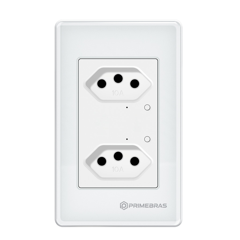 Tomada Dupla Inteligente Wi-fi Primebras 2 Canais TP1020 Branco