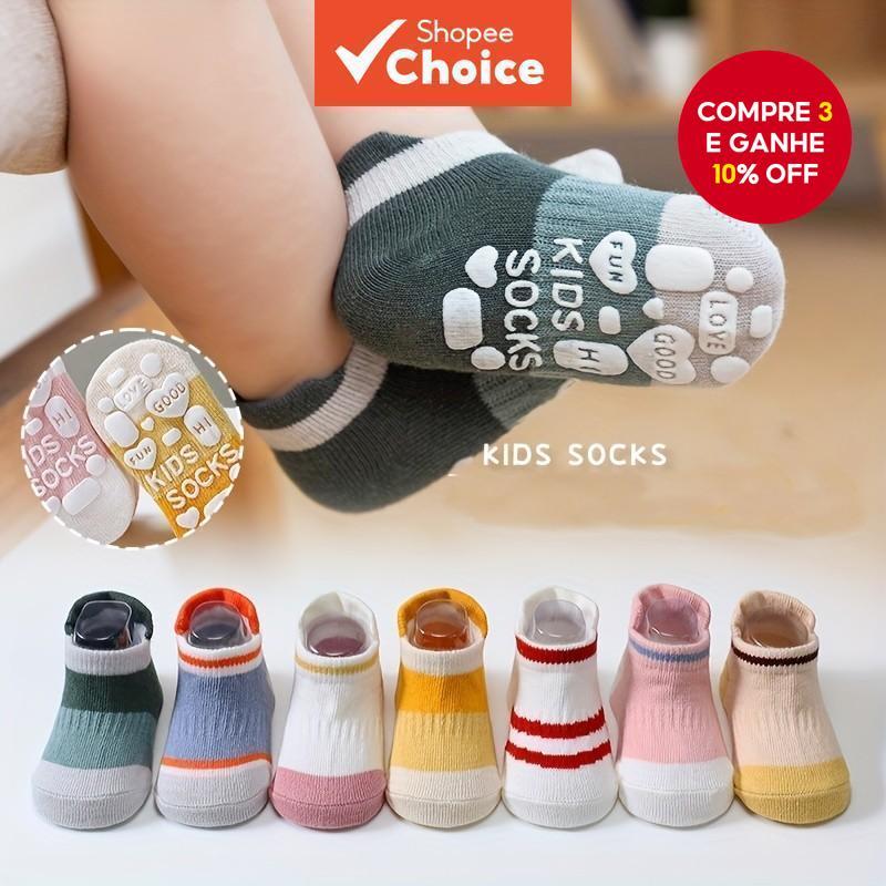 5 Pares De Meias Antiderrapantes Para Bebês , Macias Respiráveis em Oferta na Shopee