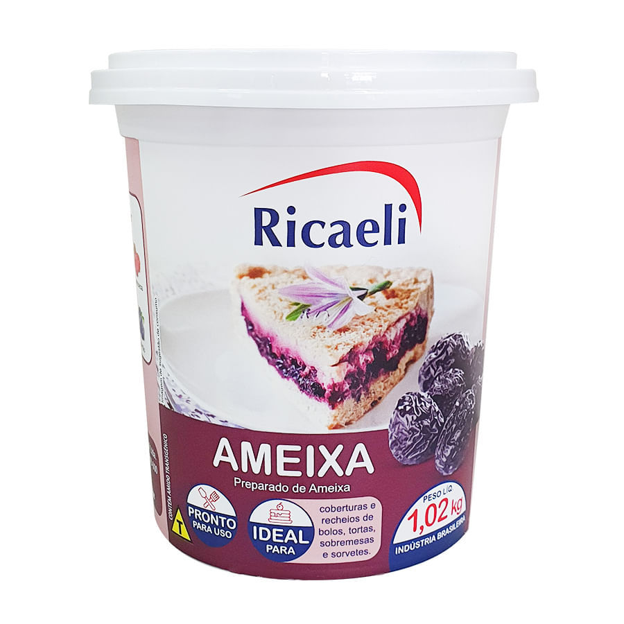 Preparado de Ameixa 1,02Kg Ricaeli para Cobertura e Recheio