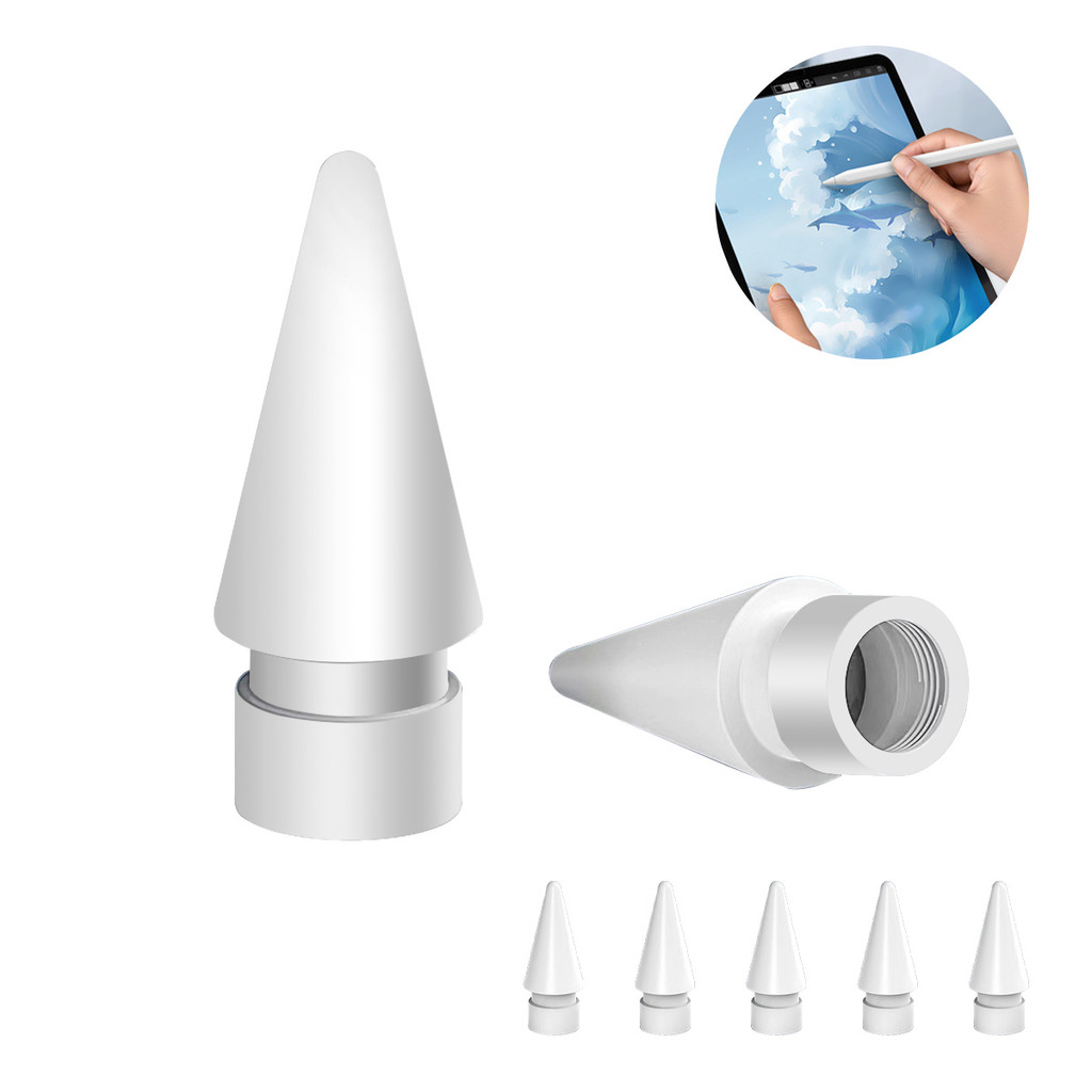 Kit 5 Pontas Extra Compatível Apple Pencil 1 E 2 Geração