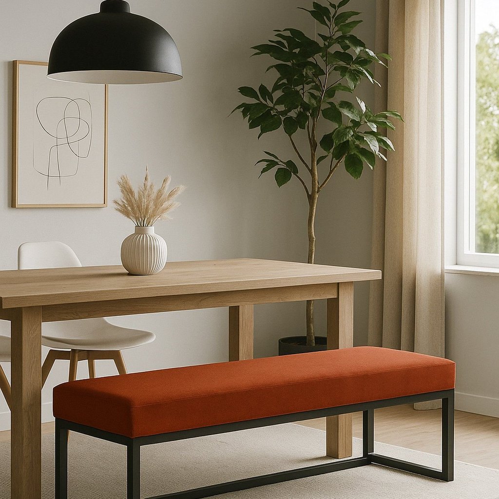 Puff Ted 100 Cm Base Preta Terracota Marrom Linho Terracota-Preto