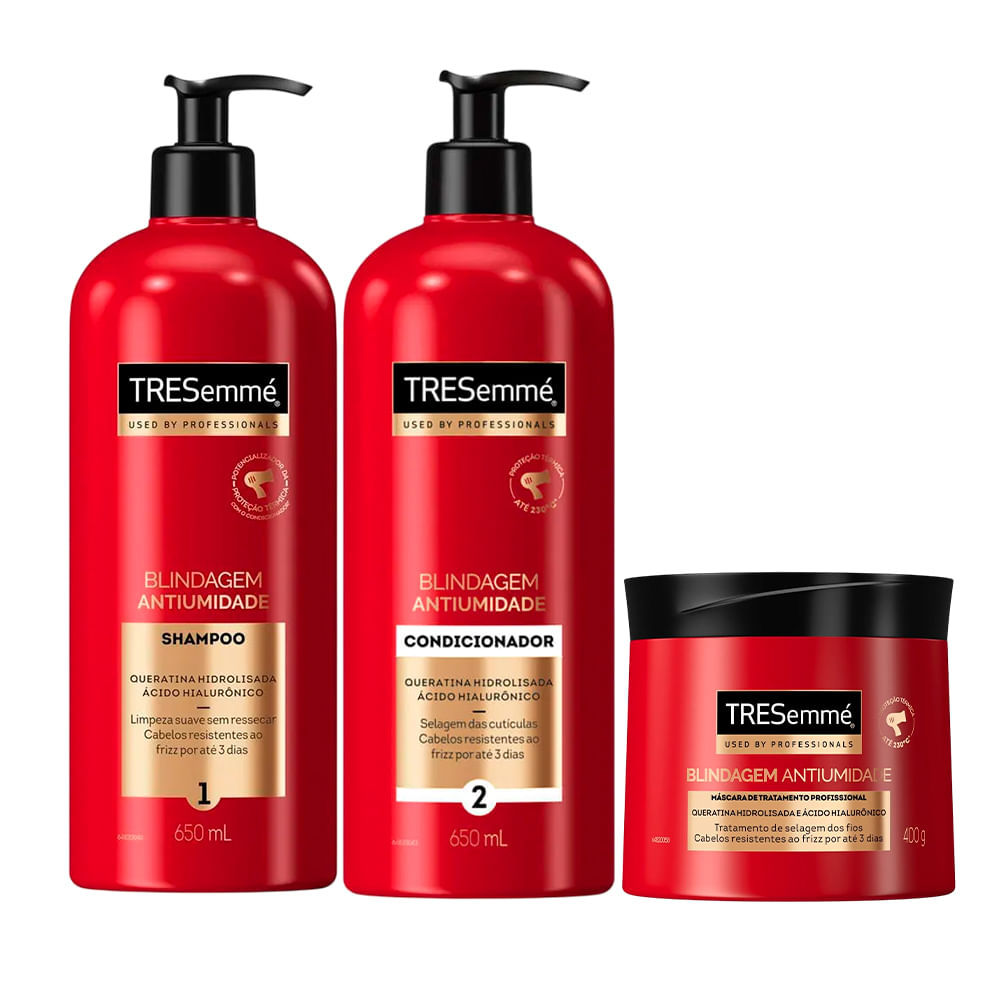 Kit Tresemmé Blindagem Antiumidade Shampoo 650ml + Condicionador 650ml + Máscara 400g