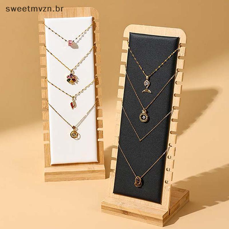 sweetmvzn Suporte De Exibição De Joias De Bambu Nelace Display Stand Múltiplo Cavalete Vitrine Para Nelaces BR