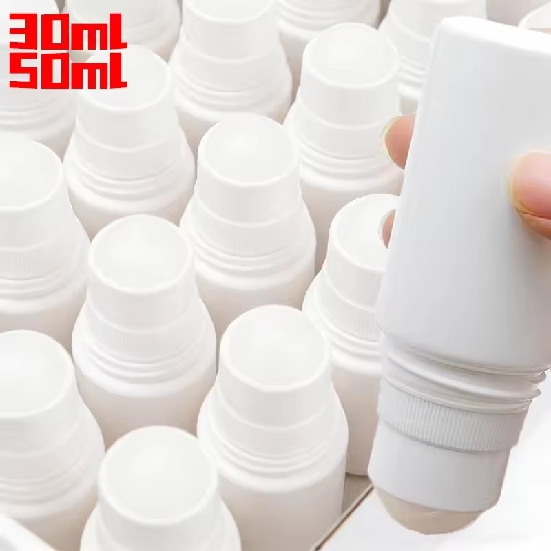 Frasco De Rolo Branco De Plástico De 30/50ml-Para Óleo Essencial De Desodorante DIY , Perfume-Recipiente De Cosméticos L