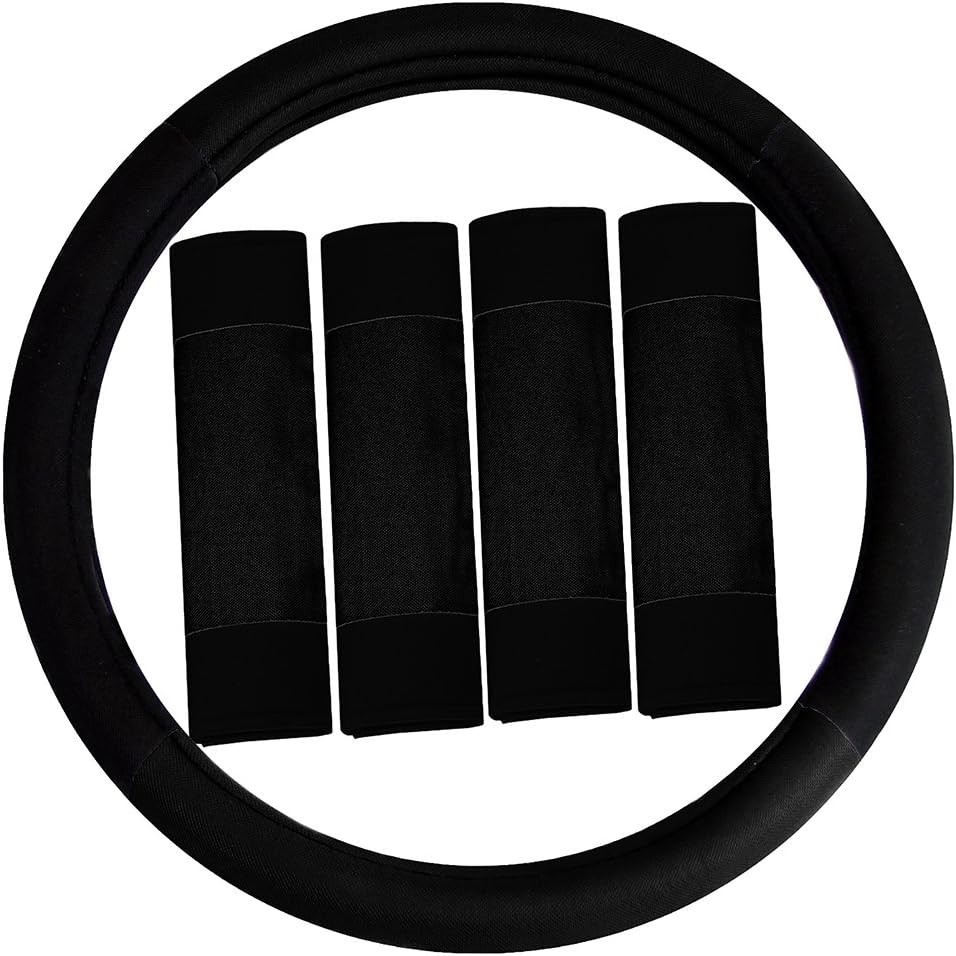 FH Group Universal Fit Modernista E Conjunto Combinado De Almofadas De Cinto De Segurança Capa De Volante Se Encaixa Na 