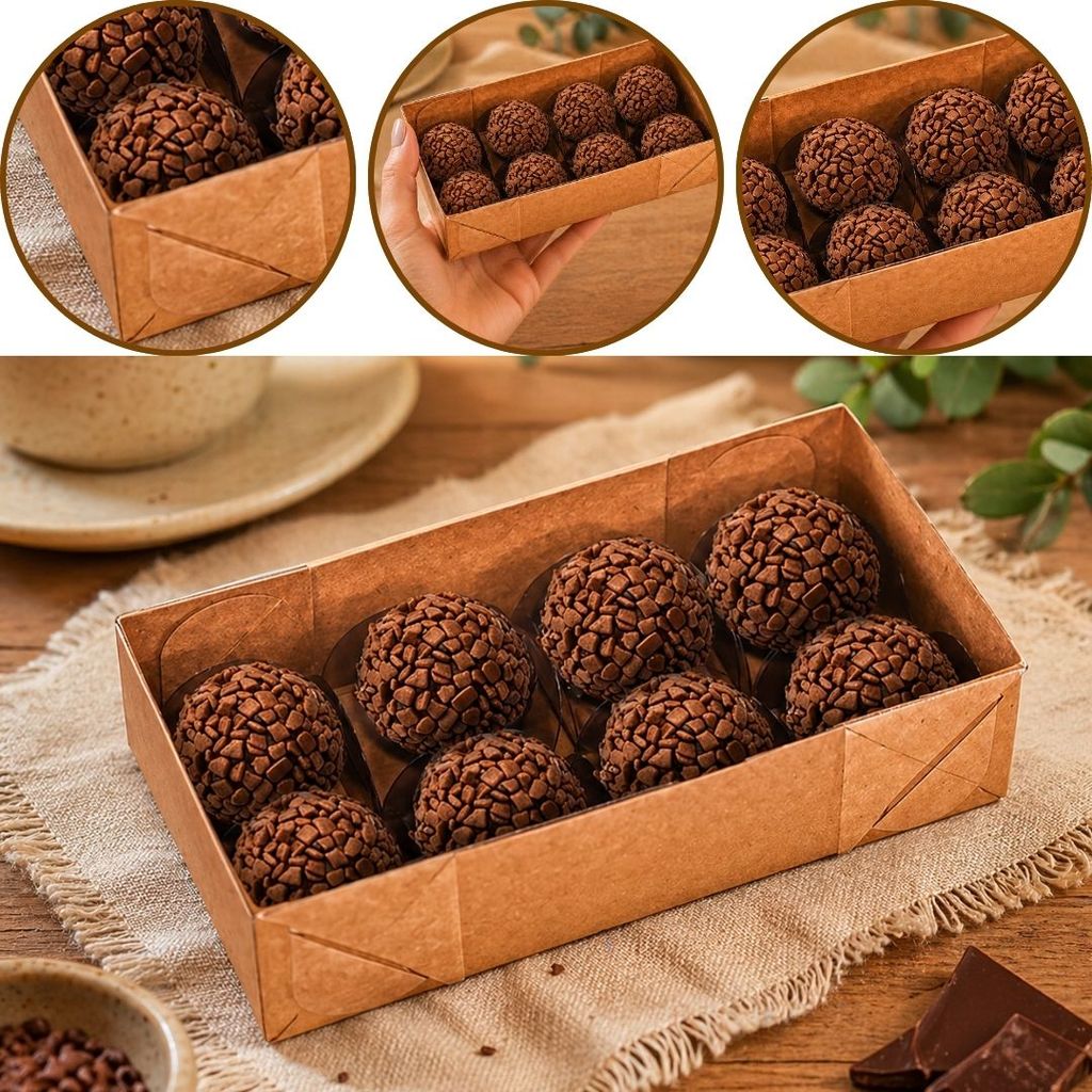 10~50 CAIXA P/ 08 DOCES C/ VISOR KRAFT 16X8X4 4660 (IDEIA) CHOCO