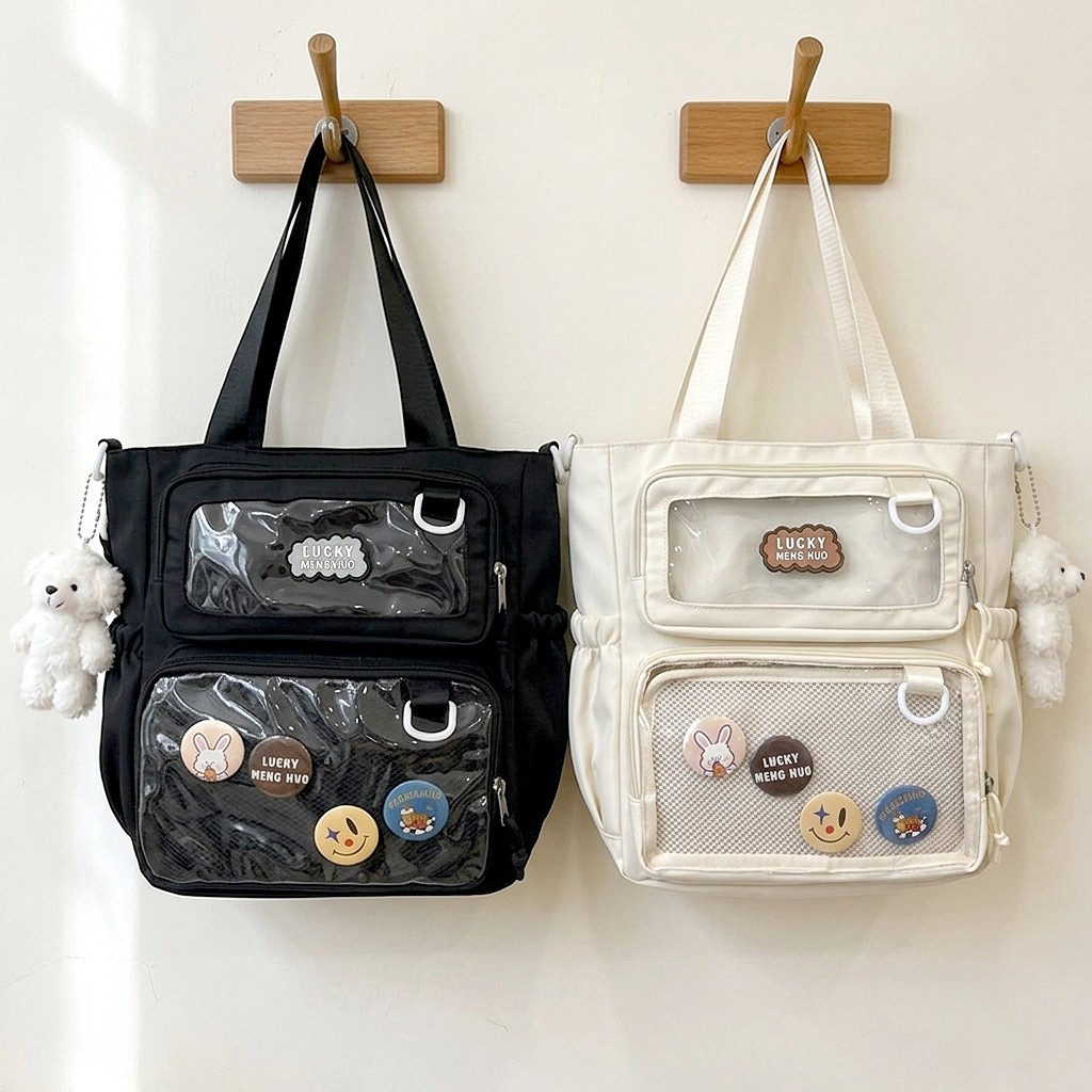Bolsa Feminina Tiracolo e Ombro Kawaii Japonesa Ita Bag Grande Capacidade Escolar Moda Jovem Casual