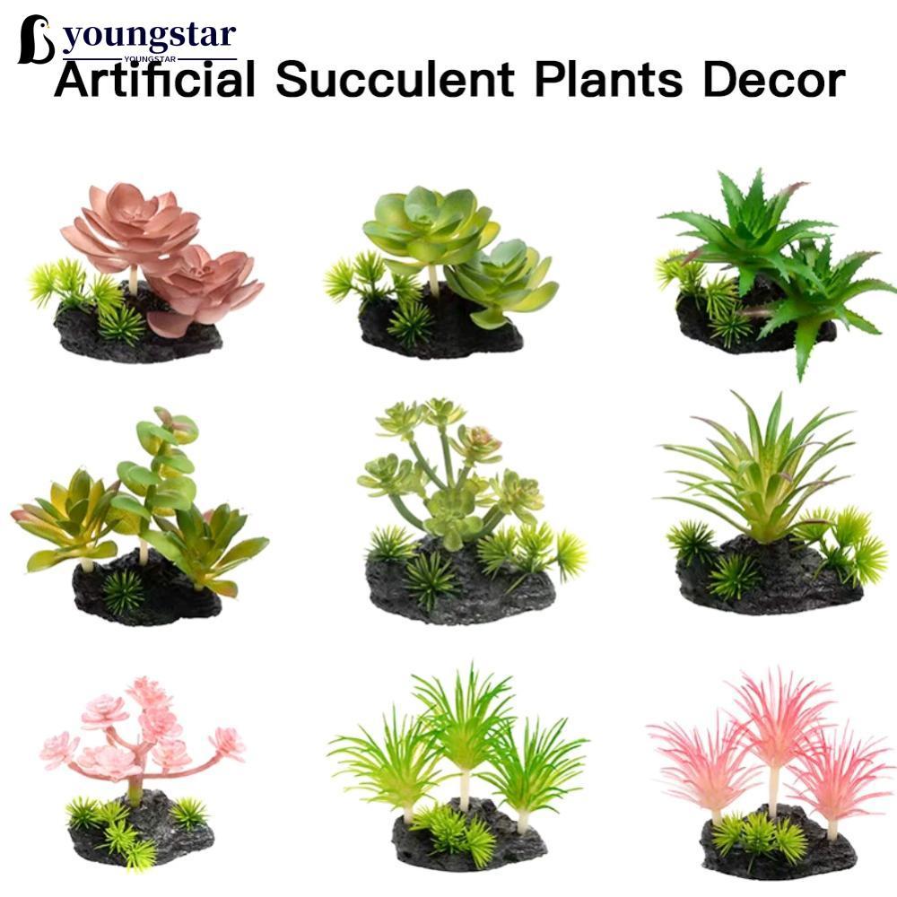 YOUNGSTAR Simulado Suculenta Realista Planta Falsa Réptil Terrário Decoração Vegetação Artificial Para Vivarium Aquário