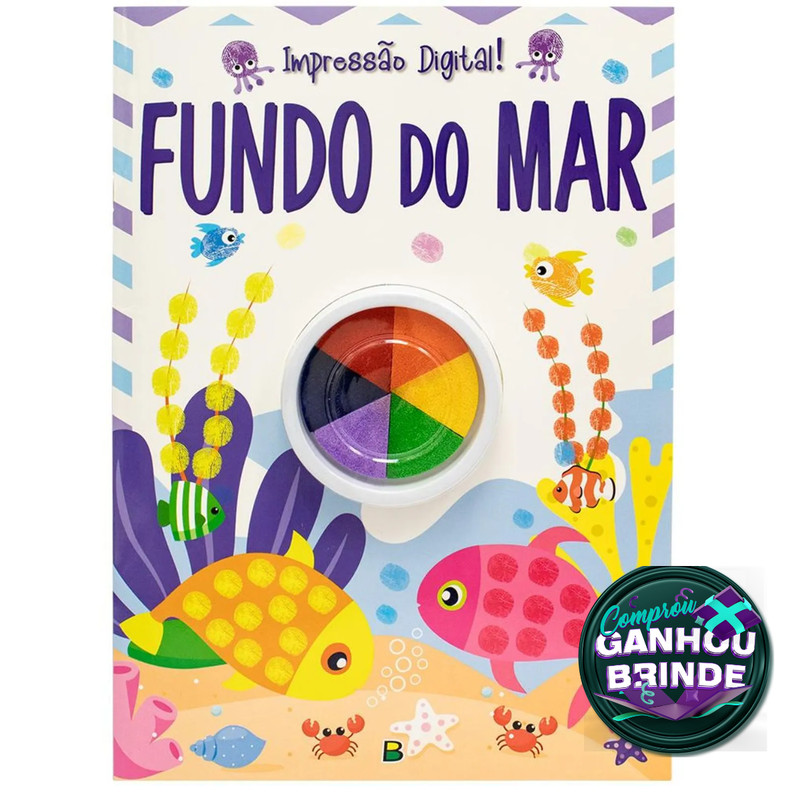 Livro Impressão Digital! Fundo do Mar SBN Crianças Filhos Infantil Desenho História Brincar Pintar