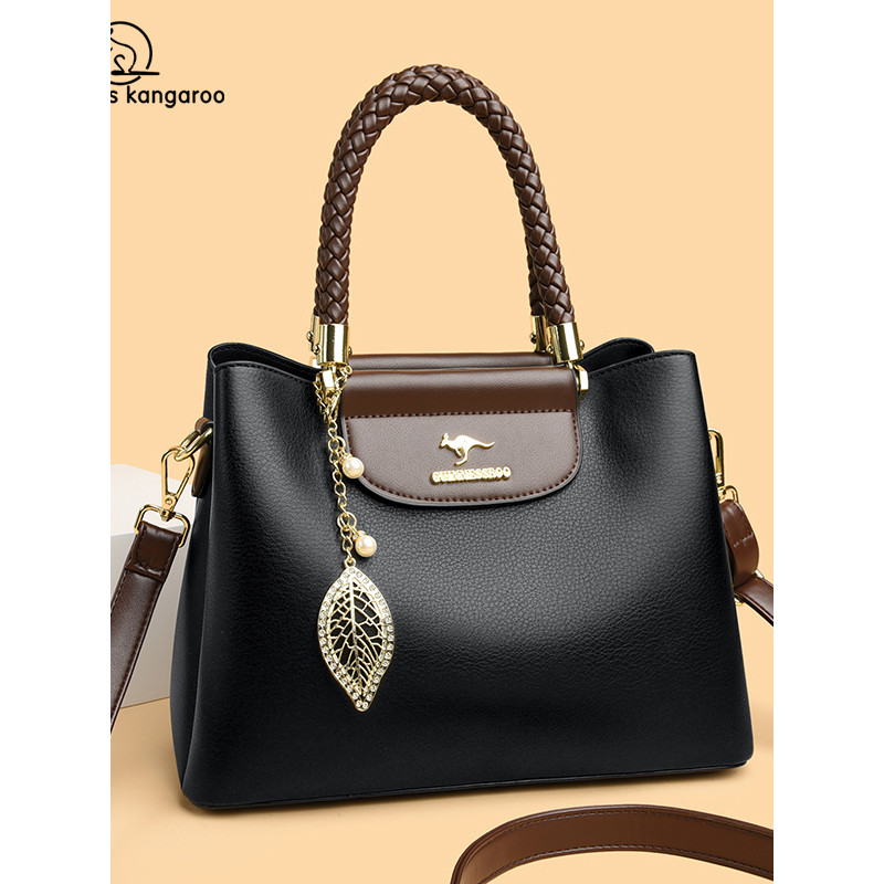 Guinness canguru bolsa feminina de couro genuíno 2025 novo estilo moda All-Match bolsa mãe de meia-idade bolsa feminina