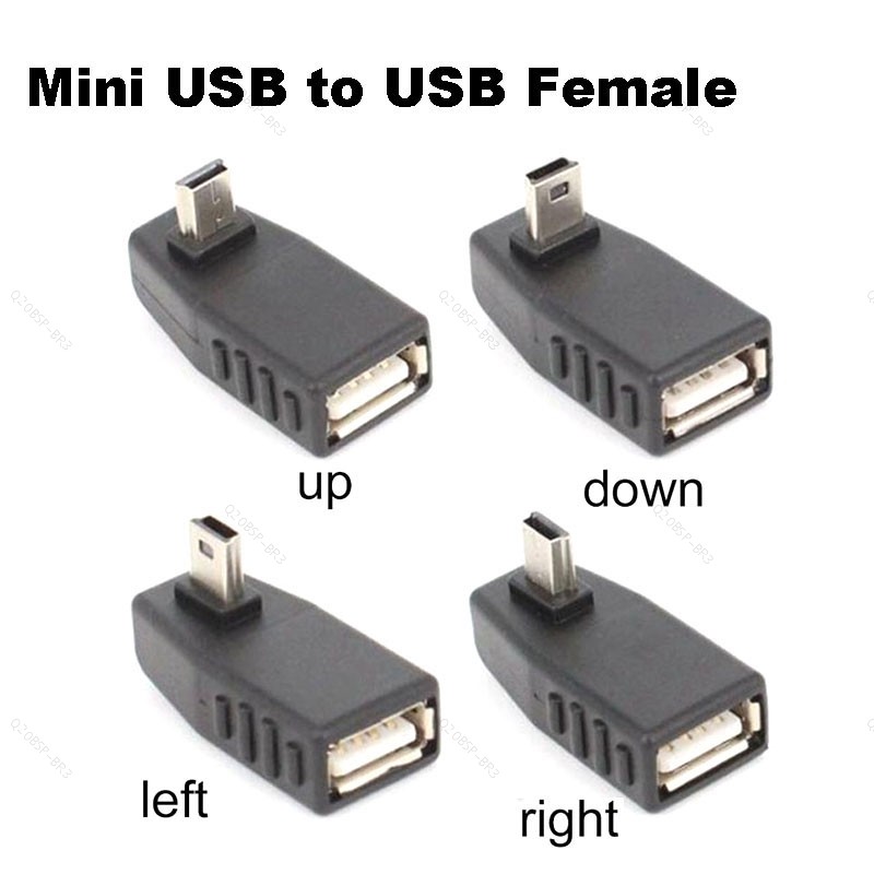 Mini USB 5Pin Macho Para Tipo A Fêmea Conversor De Ângulo De 90 Graus Conector Sincronização De Dados Adaptador OTG BR20
