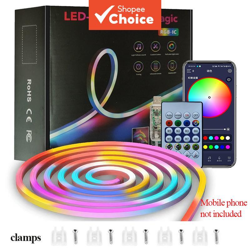 10m 5m 3m 1m Rgbic Neon LED Strip Light Sincronização De Música 1600k Alexa Google Home Cortável