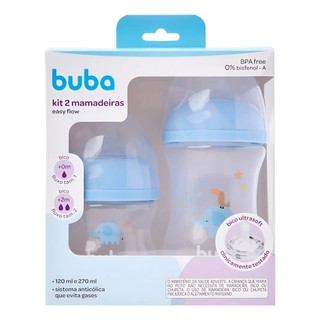 Buba Kit 2 Mamadeiras Easy Flow Nuvem Azul 120ml e 270ml (7908103809847)