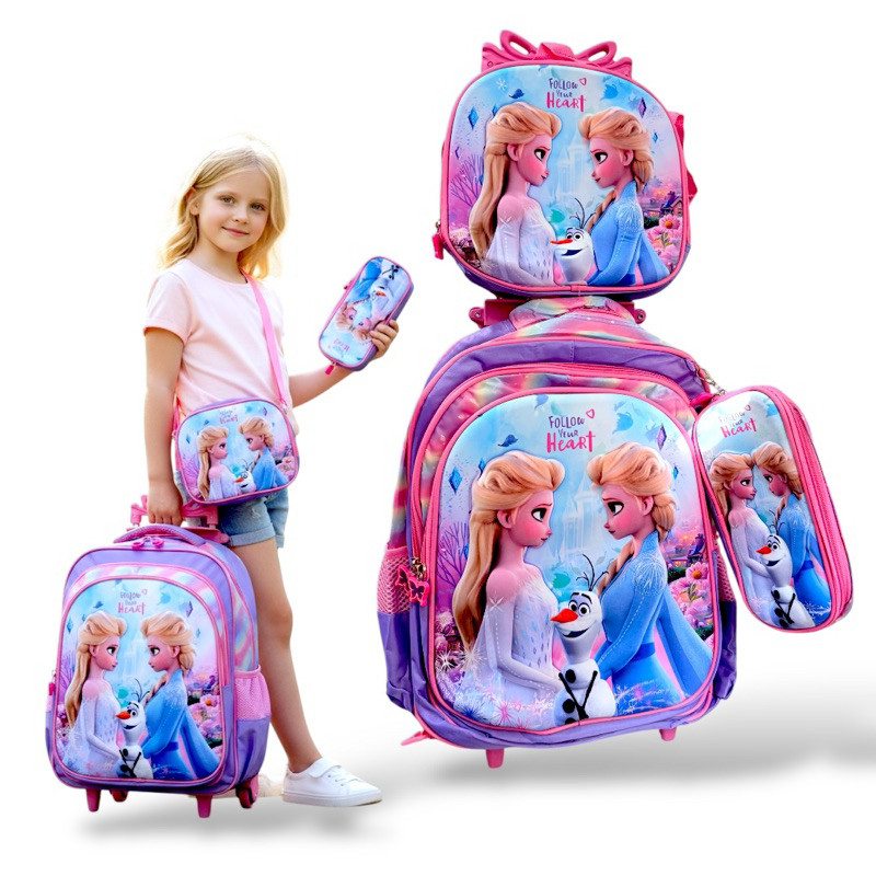 Kit Mochila 3D Escolar Infantil Grande de Rodinha nacional Lancheira Térmica e Estojo Menino/Menina