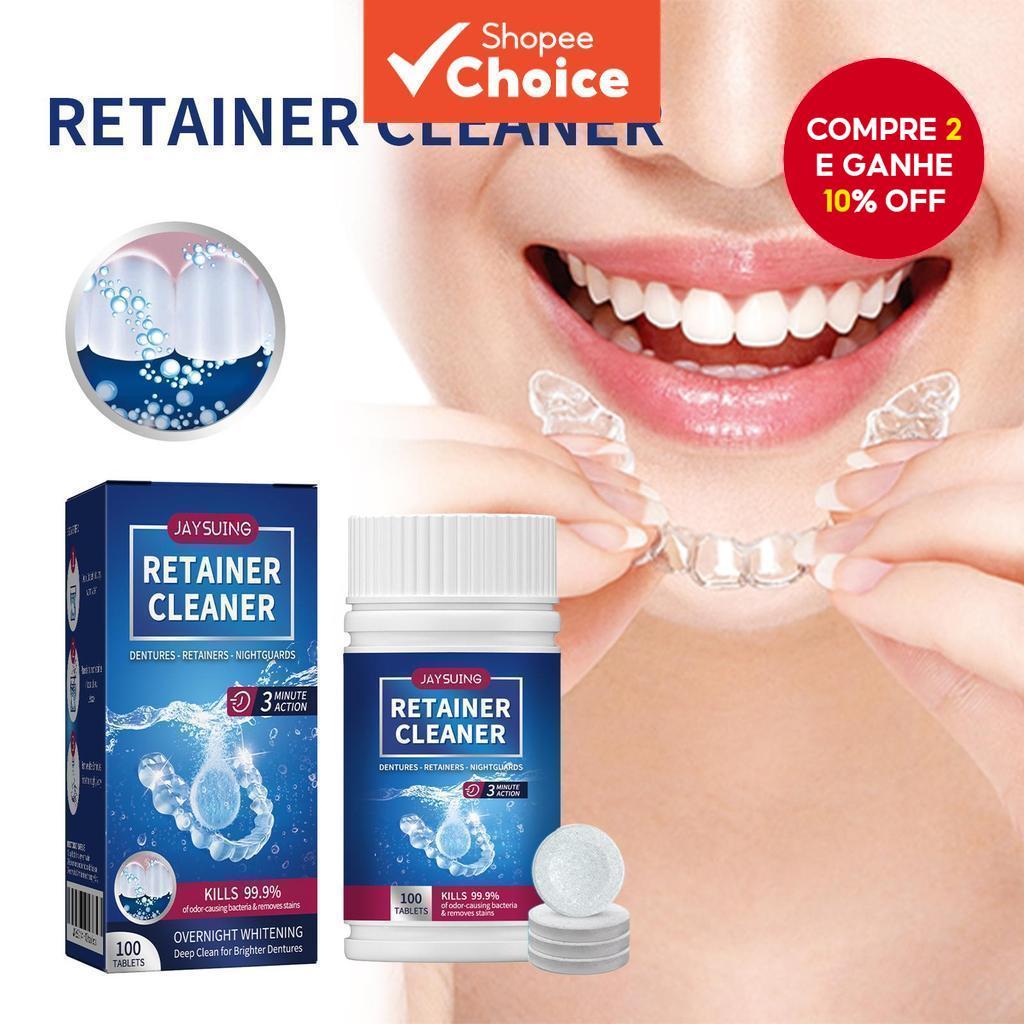 Jaysuing Limpador de Retentor Dentadura Retentores Protetores Bucais Clareador Higiene Bucal Fresca Pastilhas de