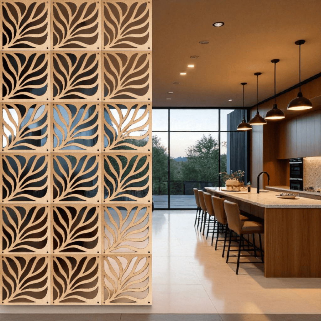 Placa Modular Decorativa 36 Unidades 29x29cm Painel Vazado em MDF Cru Divisória de Ambientes Envio Rápido!