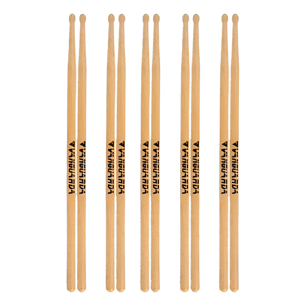 Kit 5 Pares De Baquetas De Bateria Profissional Vanguarda Madeira 7a