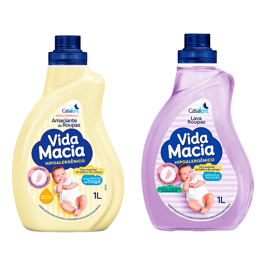 Kit Família Vida Macia 1L Lava Roupas + Amaciante Bebê - Várias Fragrâncias em Oferta na Shopee