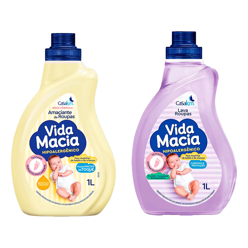 Kit Família Vida Macia Lava Roupas + Amaciante Bebê - Várias Fragrâncias