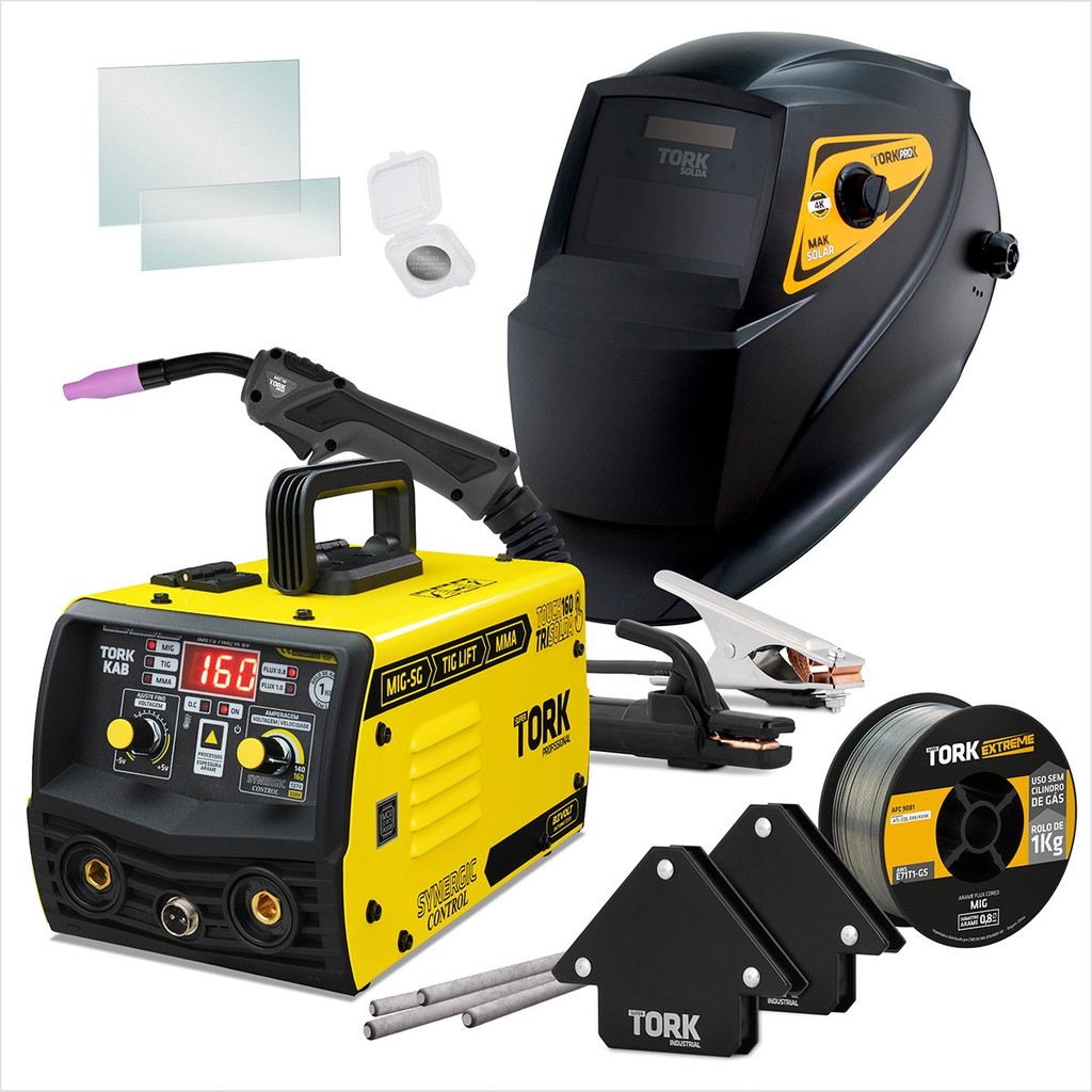 Maquina Solda Inversora Mig Sem Gás 160a Tig Mma Trisolda + Máscara 4K