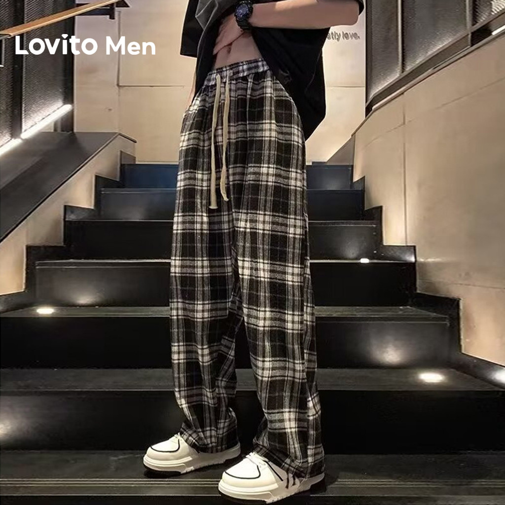 Lovito Men Calça Casual Todas As Estações Calça Preta para Homens LNE127102 em Oferta na Shopee