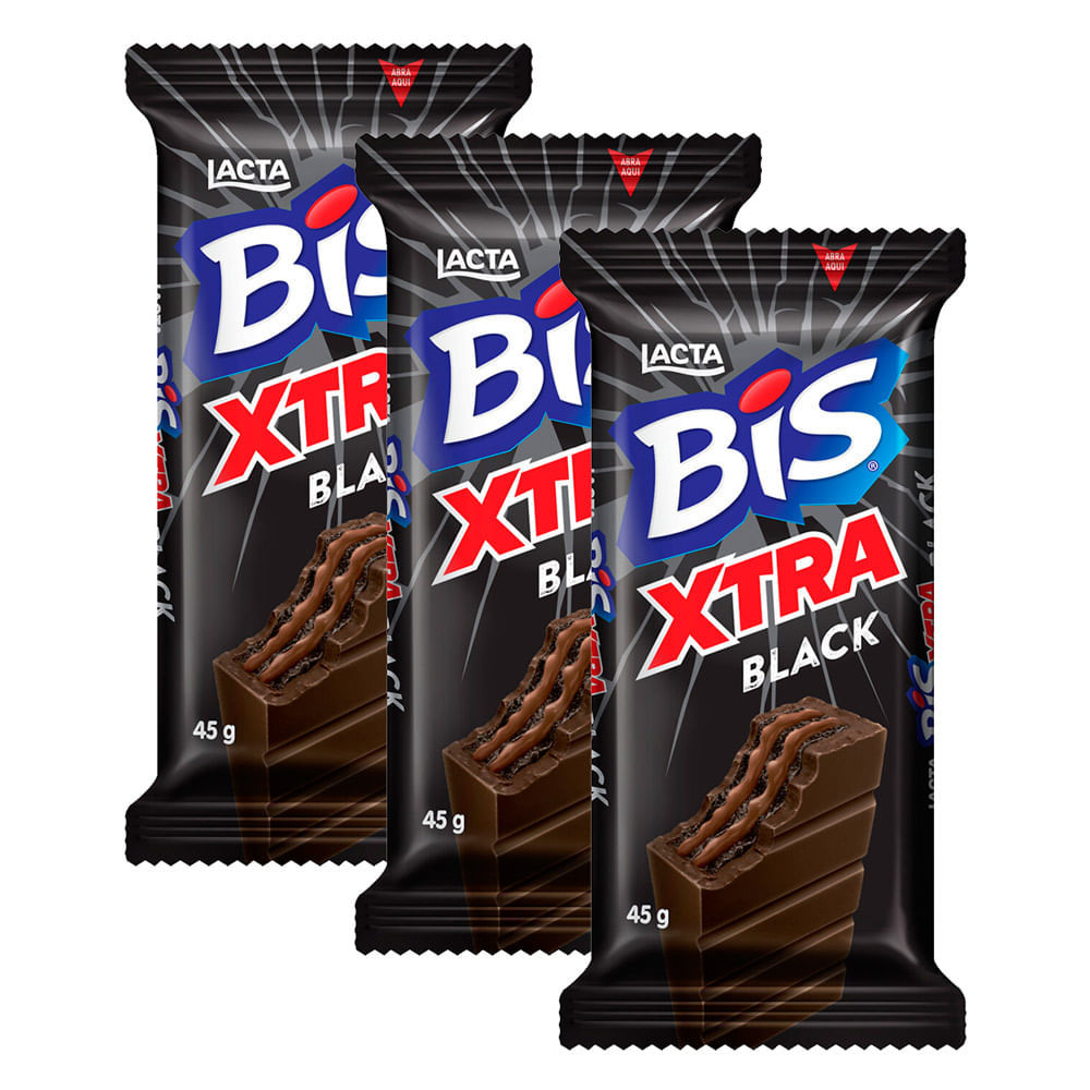Kit 3 Chocolate Bis Lacta Xtra Black 45g em Oferta na Shopee