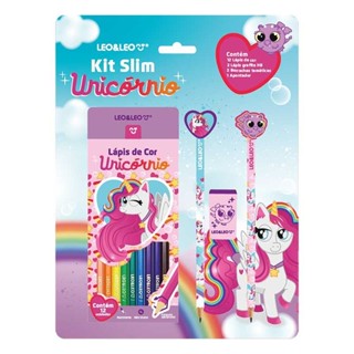 Kit Escolar Com Lápis De Cor 12 Cores Unicornio - Leo e Leo em Oferta na Shopee