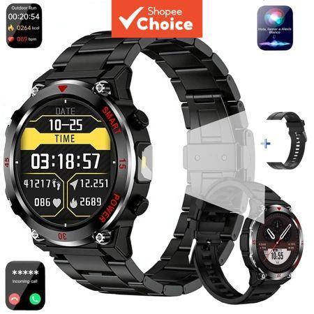 Gt10 2026 Relógio inteligente esportivo com Bluetooth e lanterna, tela de 1,5 polegadas