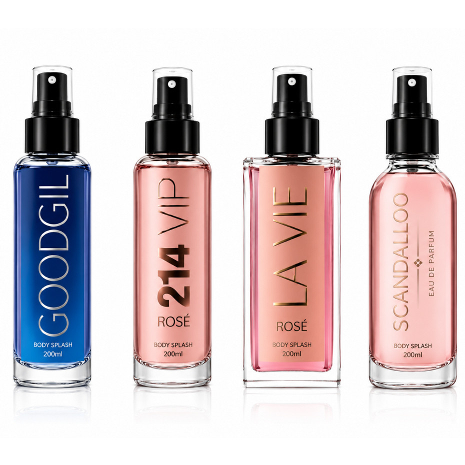 Perfumes Kit 4 Femininos de Luxo Essência 200ML Concentrada com Perfumes Marcantes e Duradouros