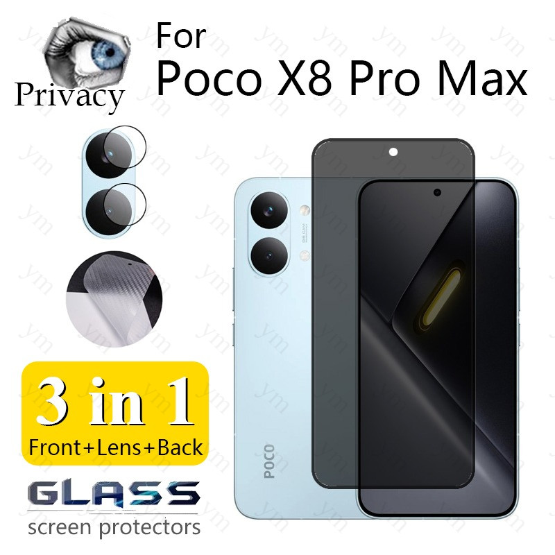 3 Em 1 Poco X8 Pro Max Protetor De Tela De Vidro Temperado Anti-Espionagem Filme De Privacidade Espião Para C85 C75 C71