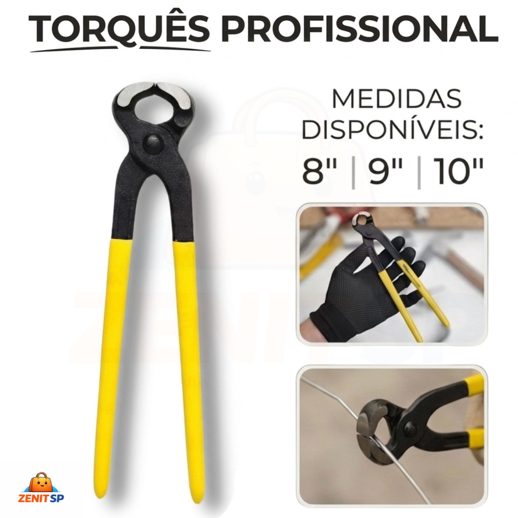 Alicate Torquês Resistente Armador Profissional Turquesa Corta Arames e Vigas 8" 9" e 10" Polegadas