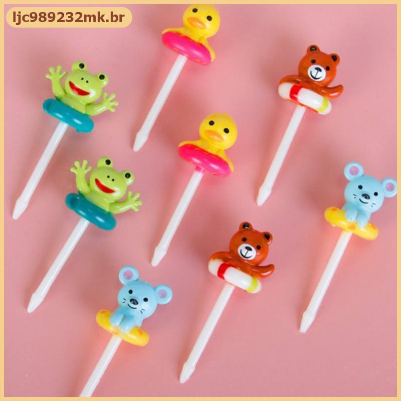[MYBR] 8 Peças De Desenho Animado Animal Garfo De Frutas Sti Almoço Bolo Comida Buffet Sanduíche Topper [Bem]