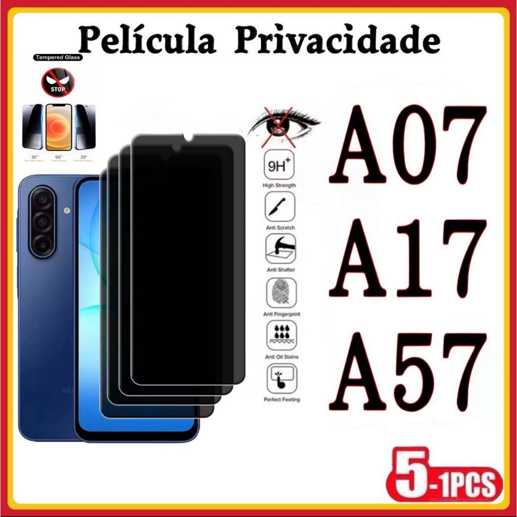 Kit 3PCS Película Privacidade 3D Vidro Temperado Anti Spy Pra Samsung A07 A17 A57