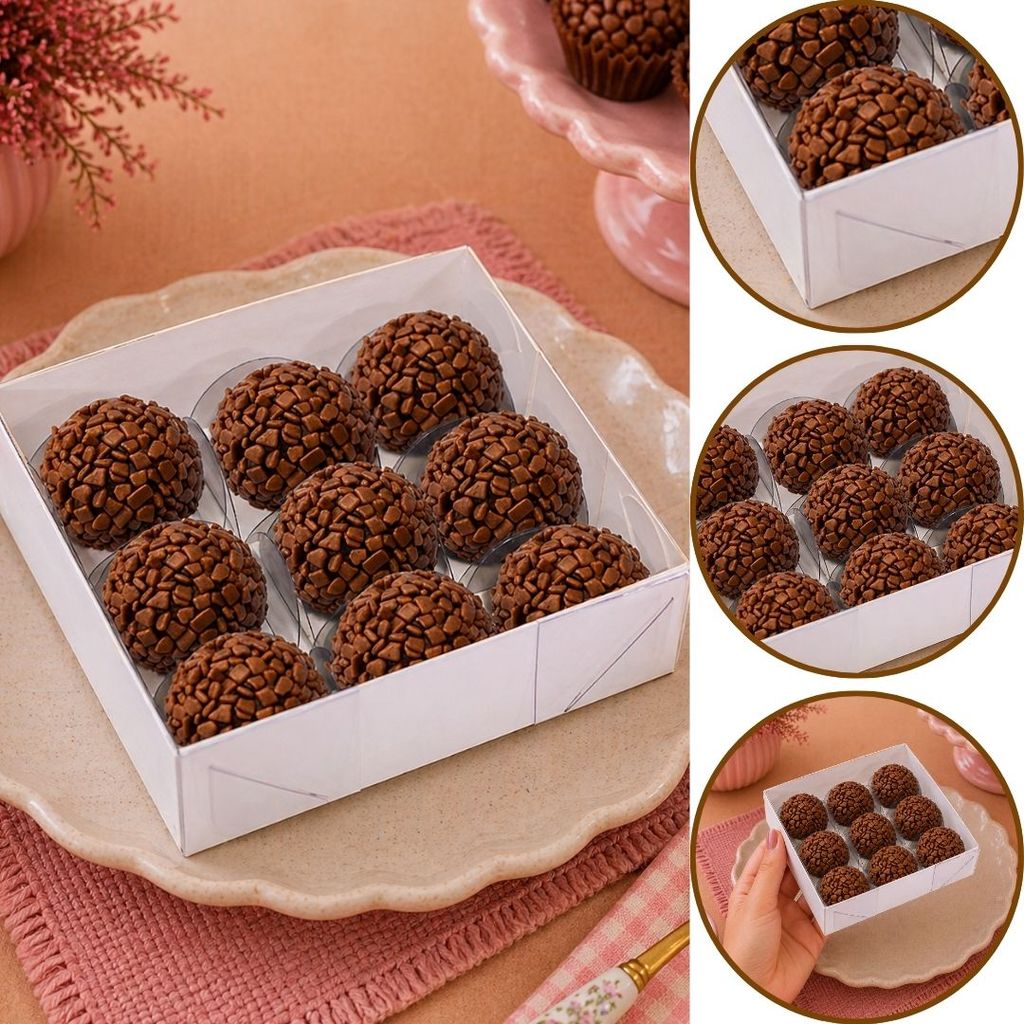 10~40 CAIXA P/ 09 DOCES C/ VISOR BRANCA 12X12X4 4651 (IDEIA) CHOCO
