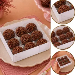 10~40 CAIXA P/ 09 DOCES C/ VISOR BRANCA 12X12X4 4651 (IDEIA) CHOCO