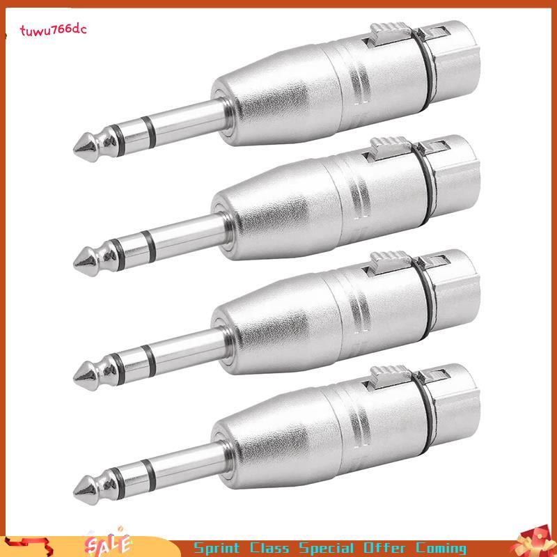 [Entrega Rápida BR] Adaptador XLR Fêmea De 4 Peças Para 6.35 Mm Balanceado De Microfone Macho De Fácil Instalação De Usa