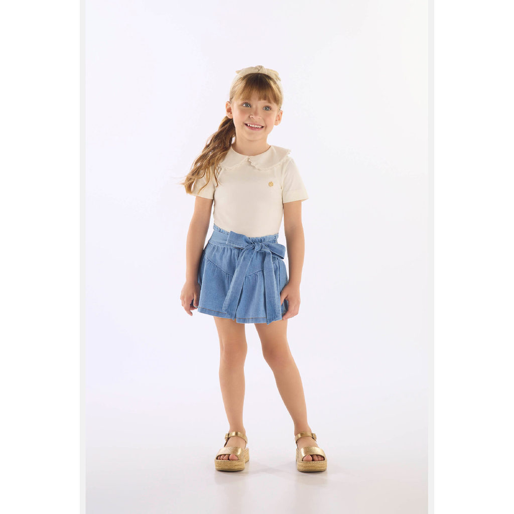 Blusa Cotton com Gola Boneca Up Baby