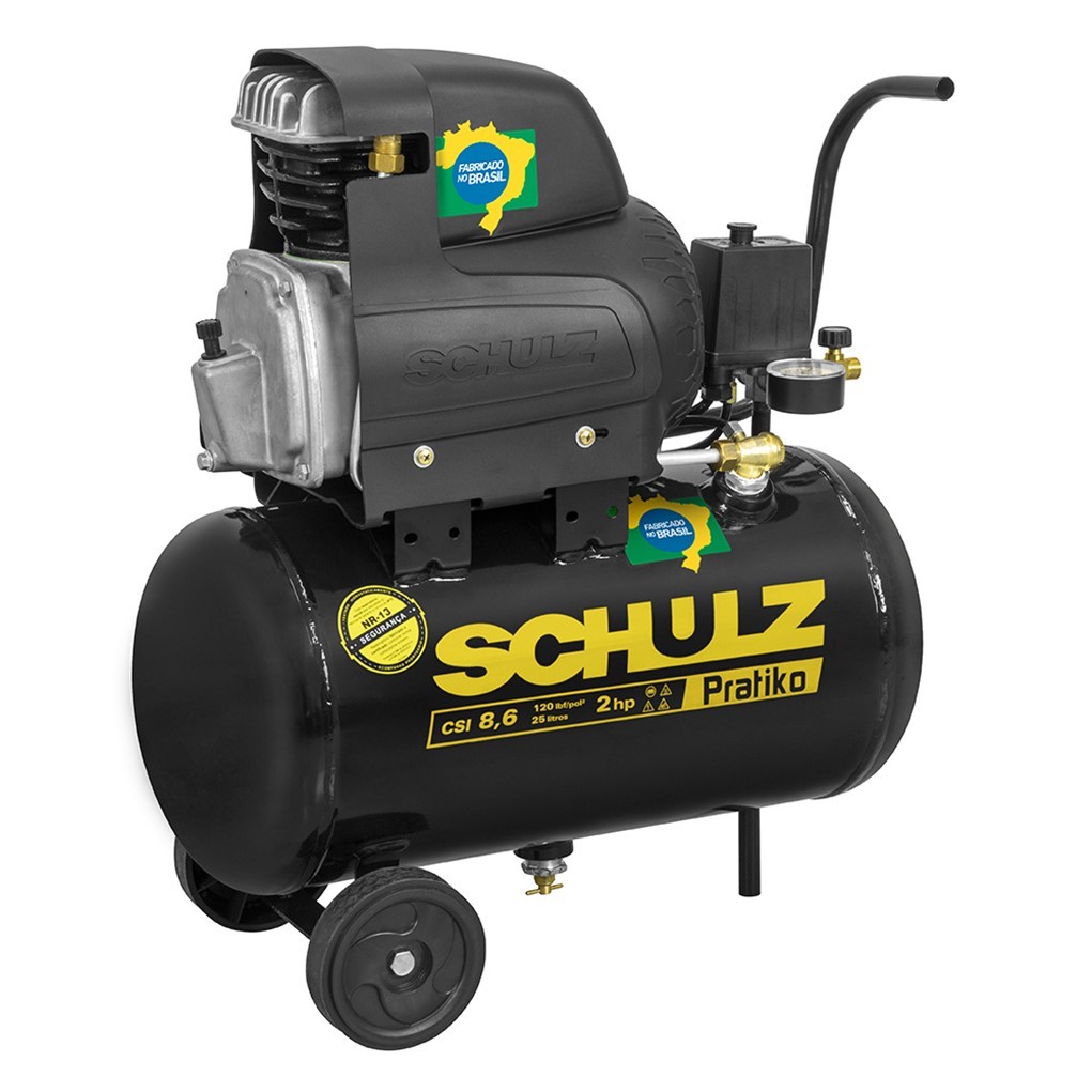 Compressor de Ar Schulz CSI 8.6 Pratiko 25 Litros 120 Libras 2 cv 220v