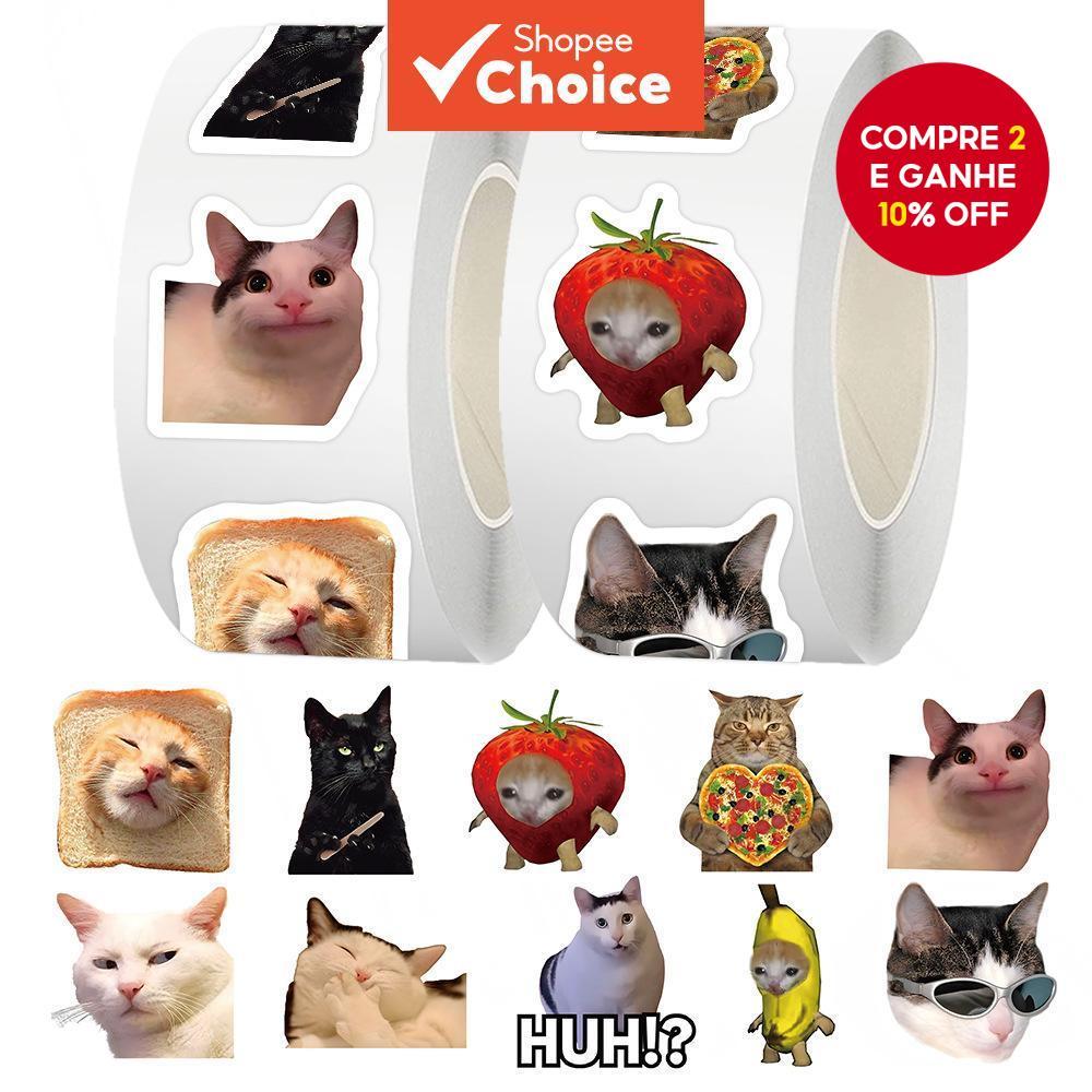 Gato Engraçado Meme Animal Adesivos Rolo 500 Pçs Bonitos À Prova Dwaterproof Água Portátil Adesivo Para A Escola Persona