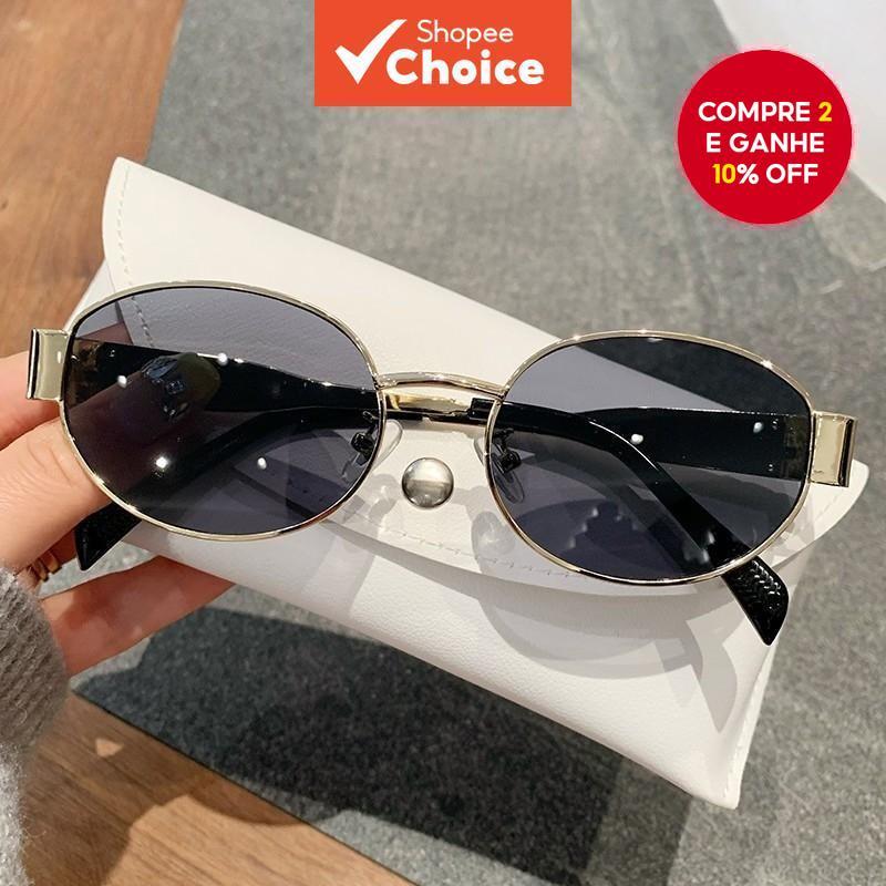 Óculos De Sol Ovais Punk Retrô Proteção UV Pequena Armação De Metal Feminina Férias Na Praia