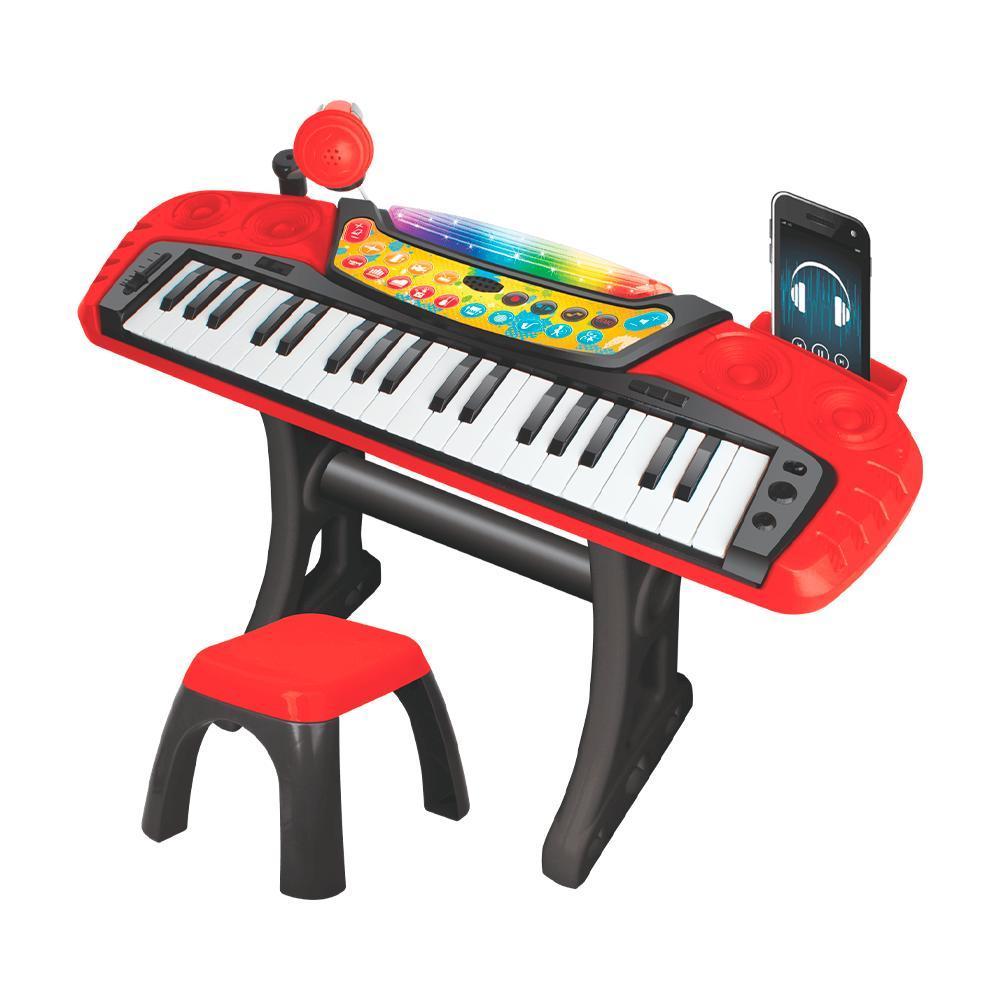 Teclado Musical Infantil 37 Teclas com Banqueta e Microfone