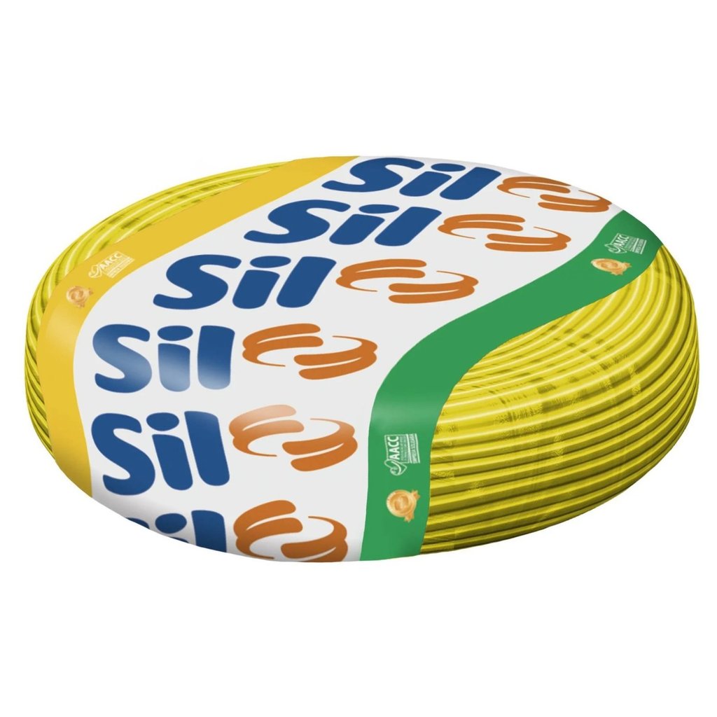 Cabo Flexível 4,00mm² 750V Antichama Cor Amarelo Marca SIL - Rolo 100m