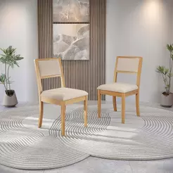 Par de Cadeiras em Madeira Maciça Kappesberg Alice Linho Mesclado Areia
