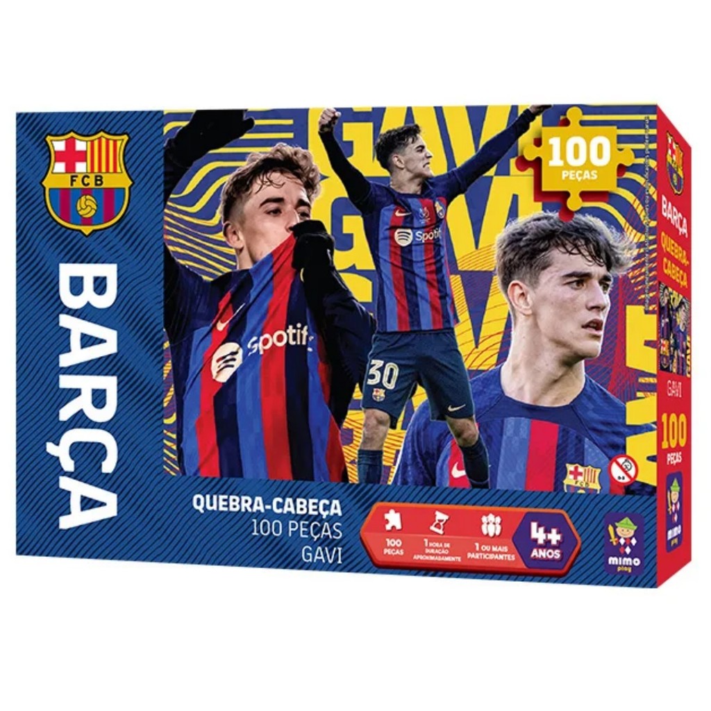 Quebra Cabeça Gavi Barcelona Jogador Barça Futebol 100 Peças