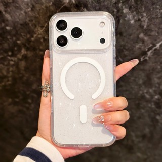 Luxo Bling Glitter Carga Sem Fio Caso Magnético Para IPhone 17 16 15 14 13 12 11 Pro Max Plus Ar Claro Duro Acrílico Cap em Oferta na Shopee