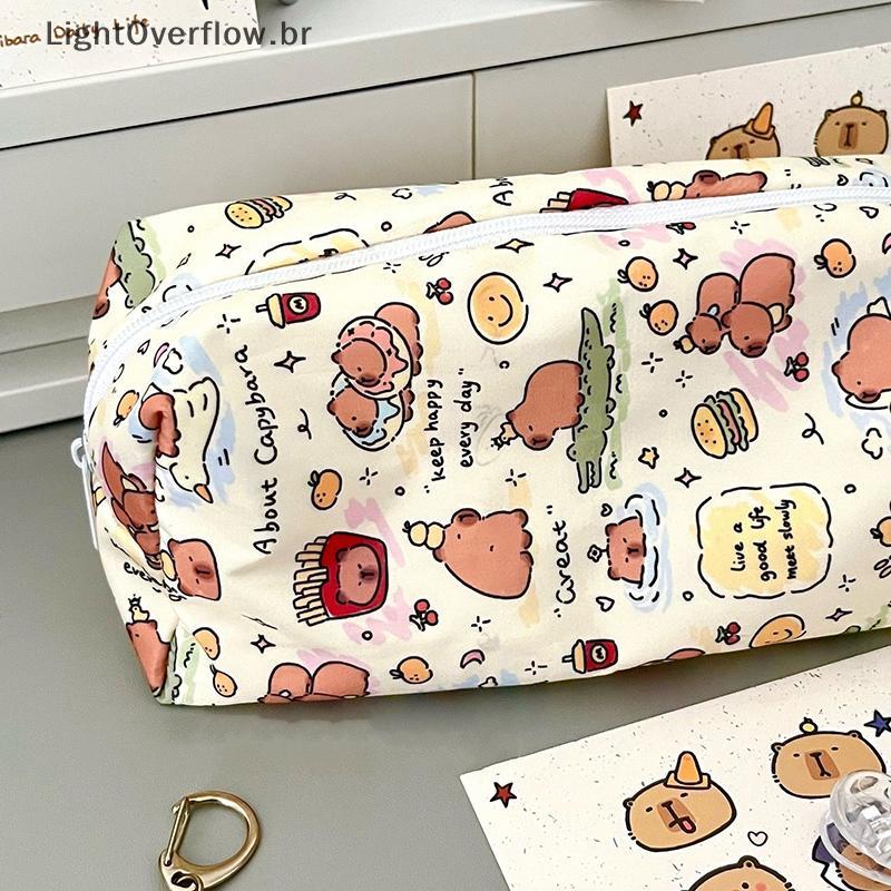 [LightOverflow] Estojo De Lápis Capivara Fofo De Grande Capacidade Bolsa De Papelaria De Estudante Desenho Animado [BR] em Oferta na Shopee