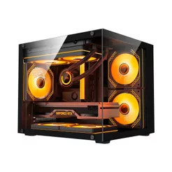 GABINETE GAMER DUEX AQUARIO, MID-TOWER, LATERAL E FRONTAL DE VIDRO, PRETO, SEM FAN - DXGA325BK